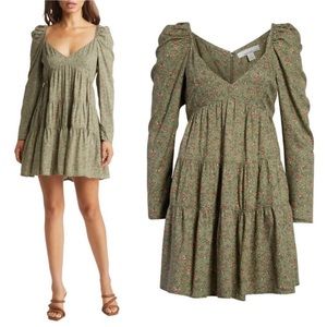 Fourteenth Place Olive floral mini dress